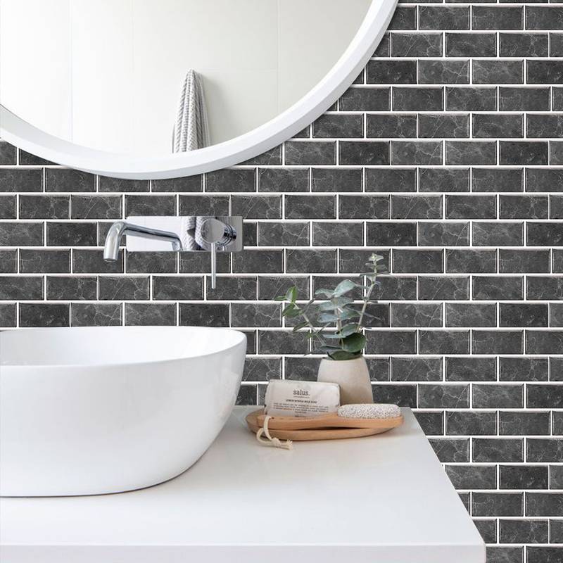 6pcs Retro Black Checkered Tile Stickers for Walls