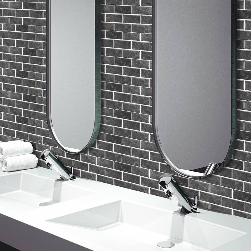 6pcs Retro Black Checkered Tile Stickers for Walls