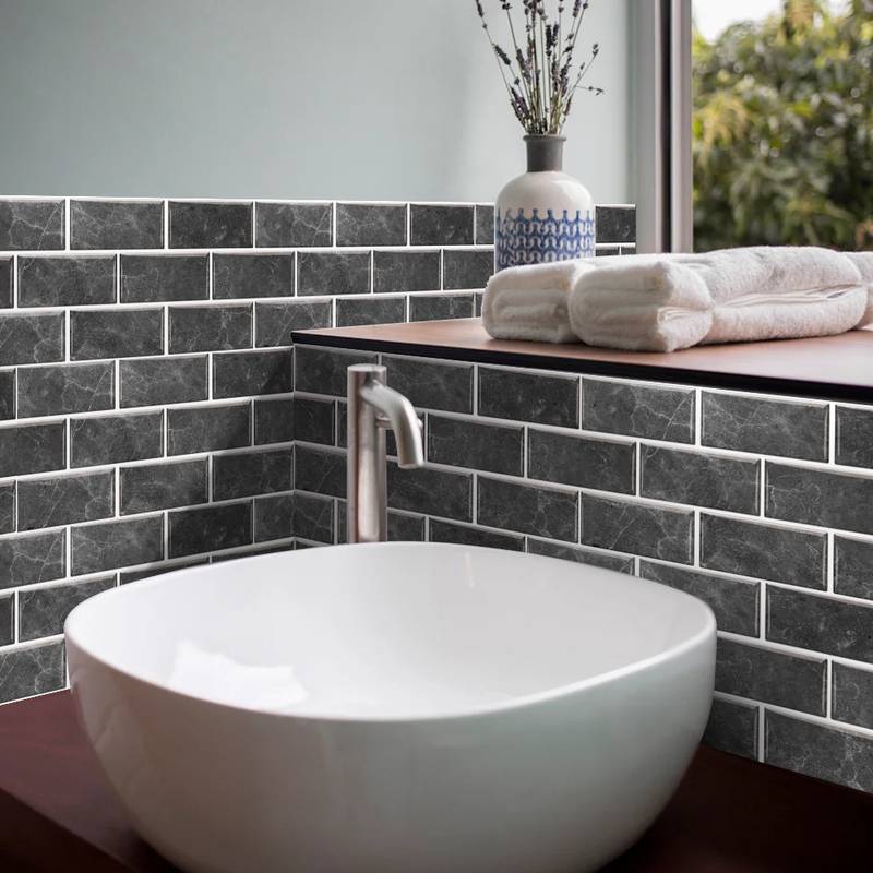 6pcs Retro Black Checkered Tile Stickers for Walls