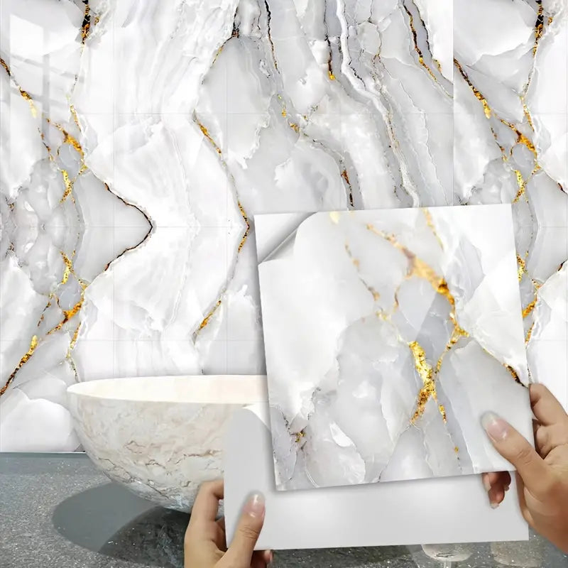 16pcs Waterproof Marble Tile Stickers for Home Decor