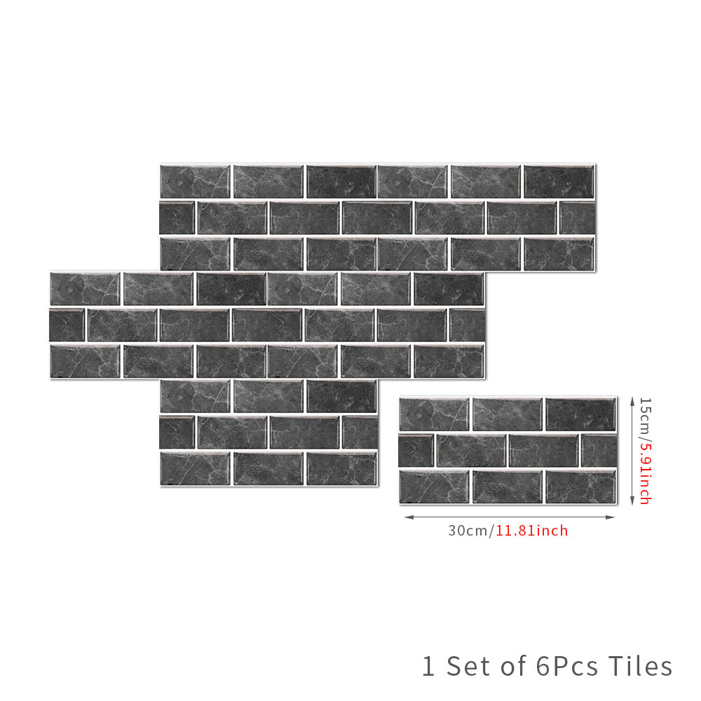 6pcs Retro Black Checkered Tile Stickers for Walls