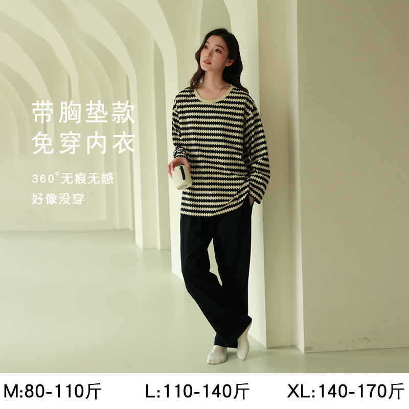 Women's Pure Cotton Striped Pajama Set