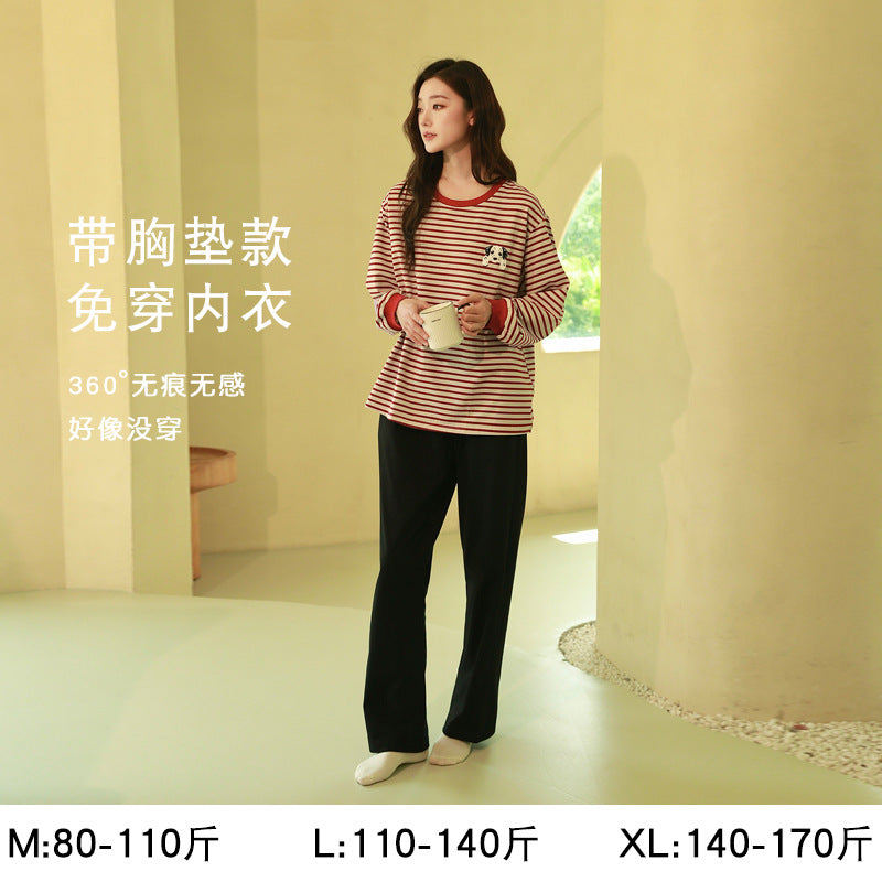 Women's Pure Cotton Striped Pajama Set
