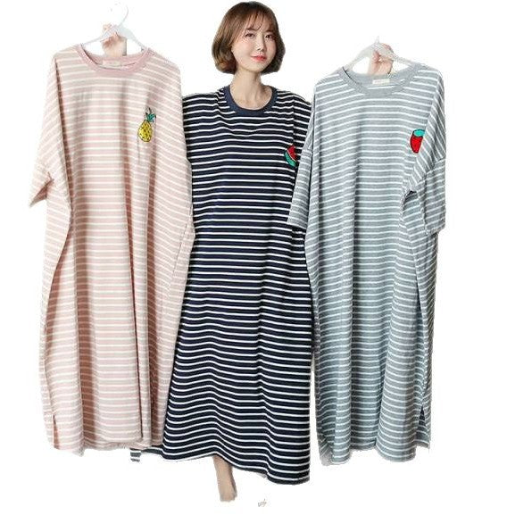 Women's Korean-Style Striped Nightdress