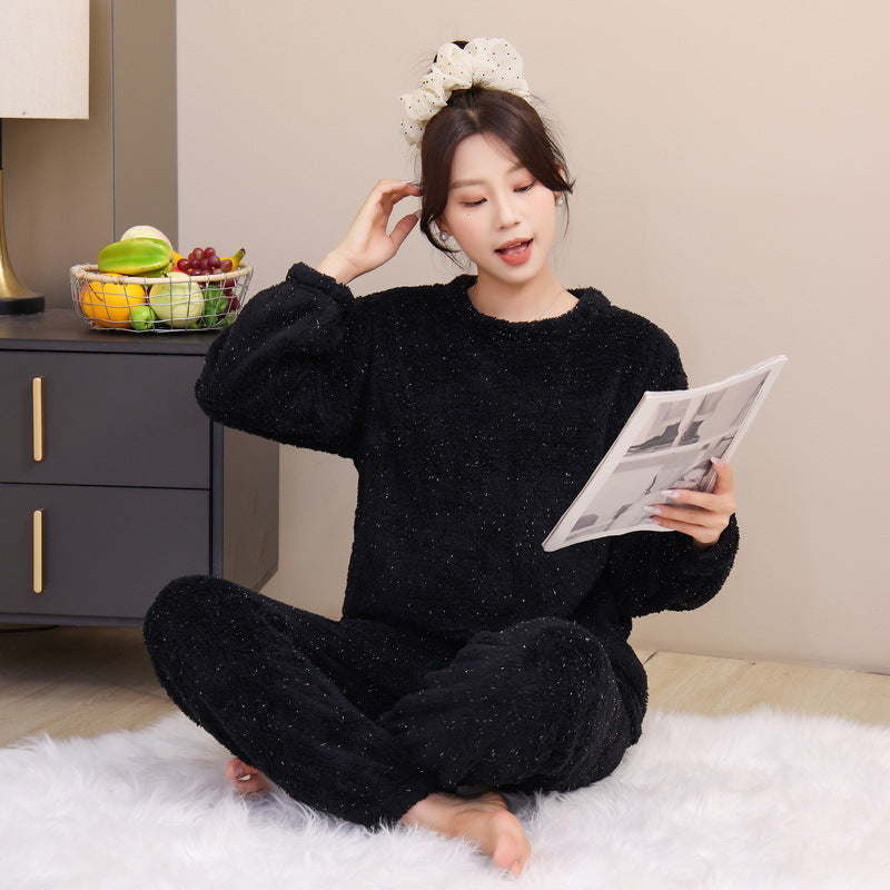 Women's Coral Fleece Pajama Set (Long Sleeve)