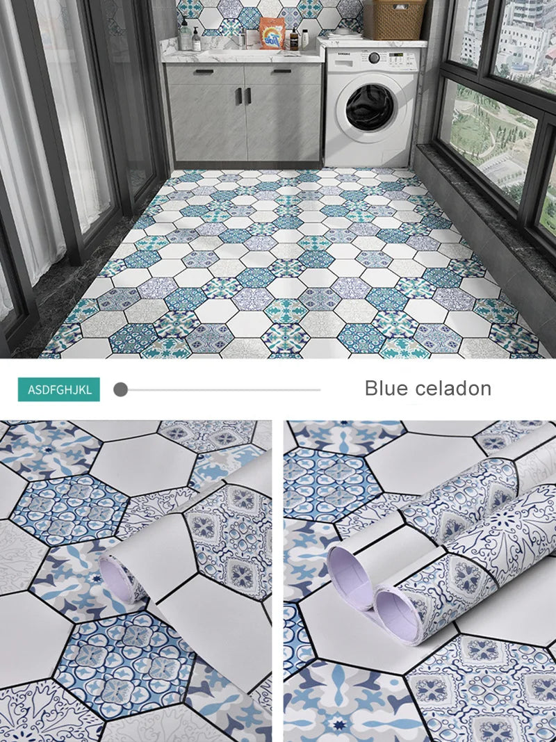 Peel-and-Stick Floor Tile Stickers (Non-Slip, Waterproof)