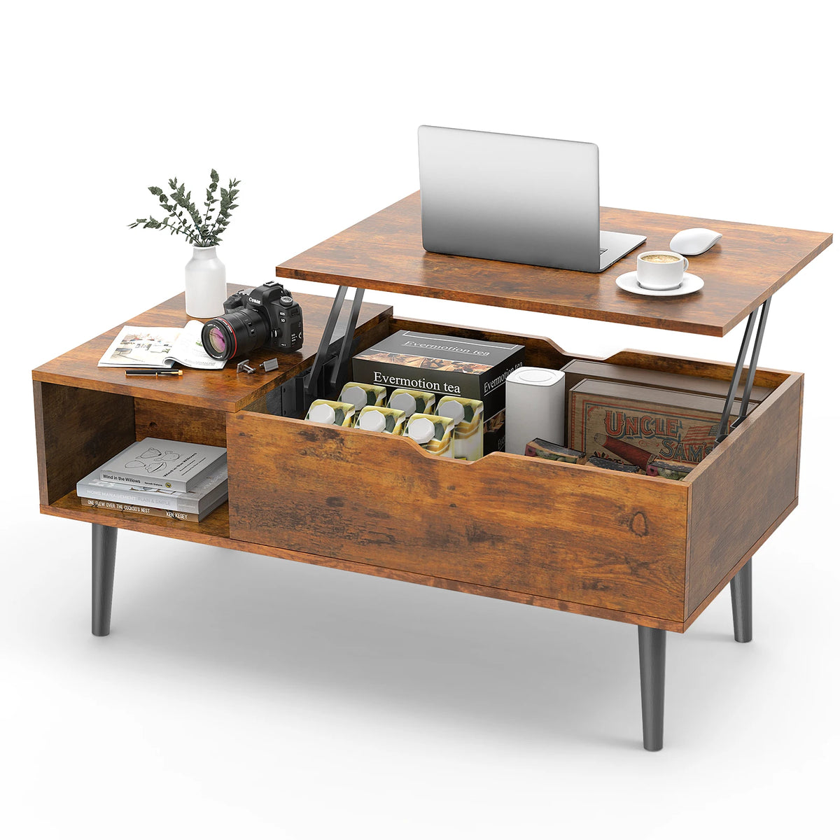 Lift-Top Coffee Table with Hidden Storage