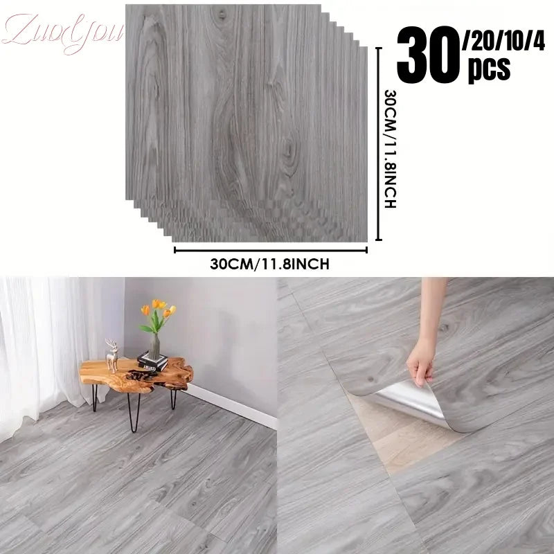 Wood Grain Peel-and-Stick Floor Tiles (30x30cm)