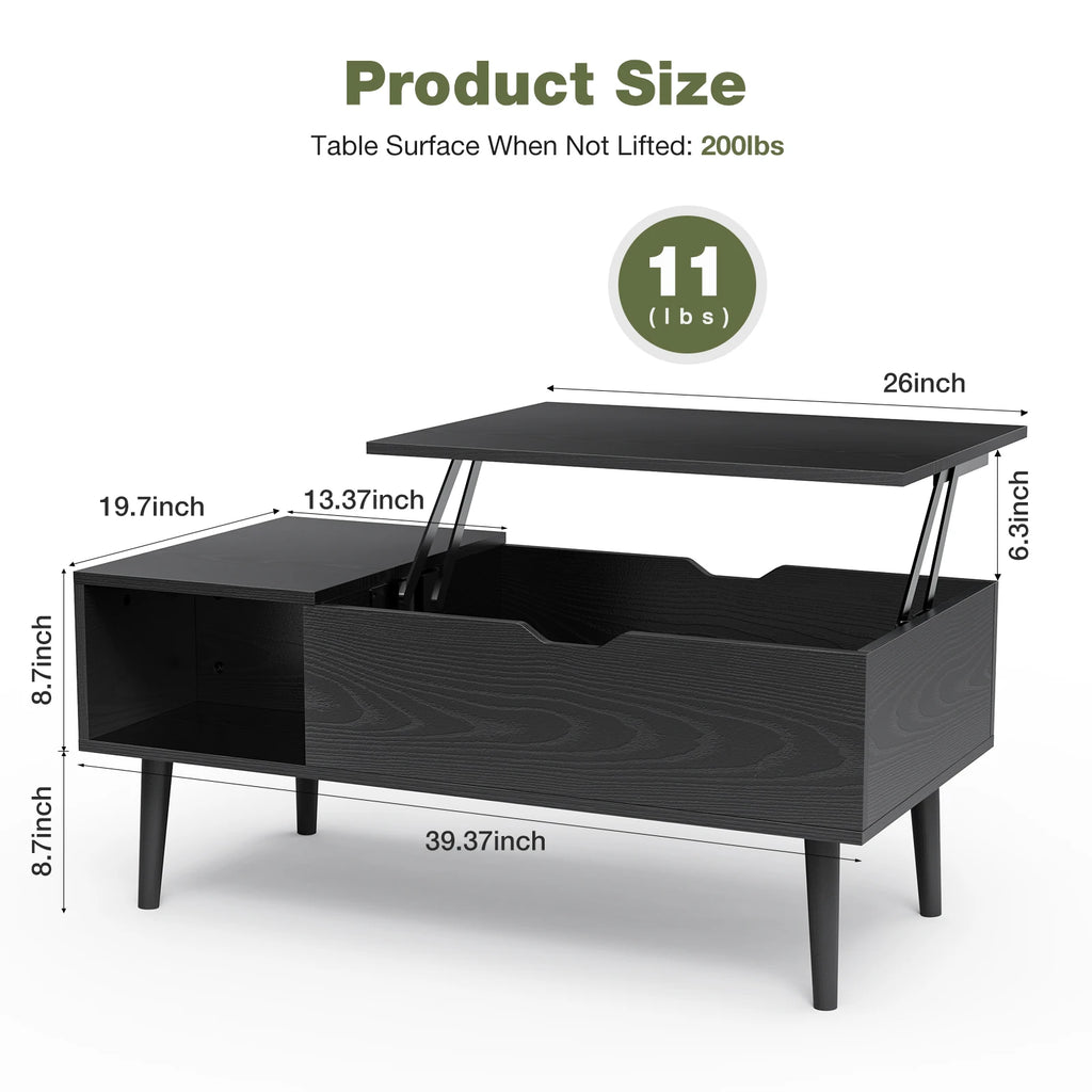 Lift-Top Coffee Table with Hidden Storage