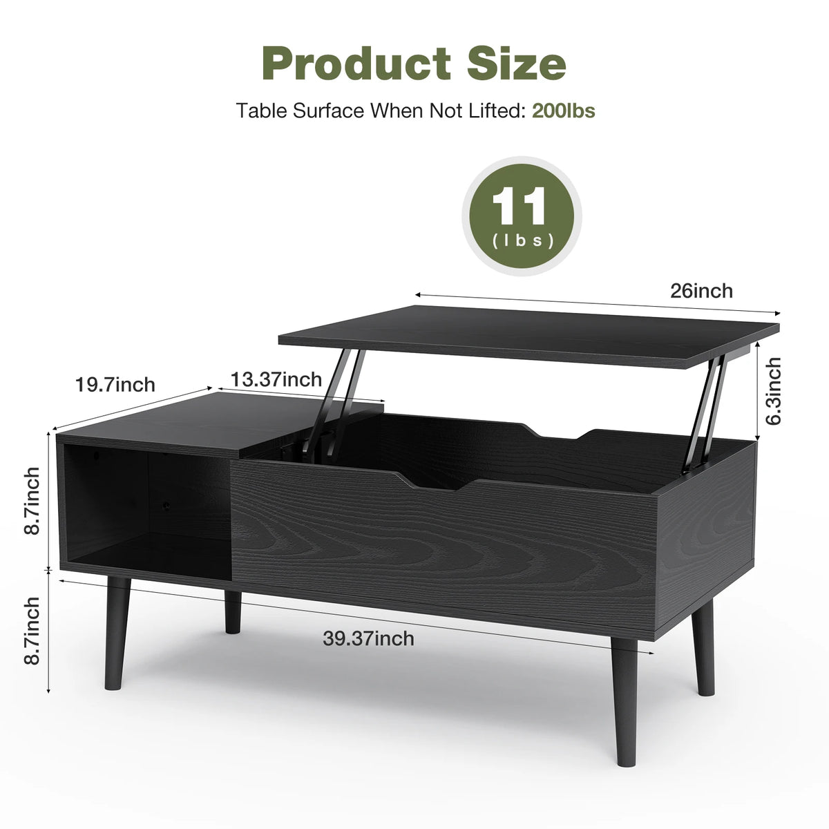 Lift-Top Coffee Table with Hidden Storage