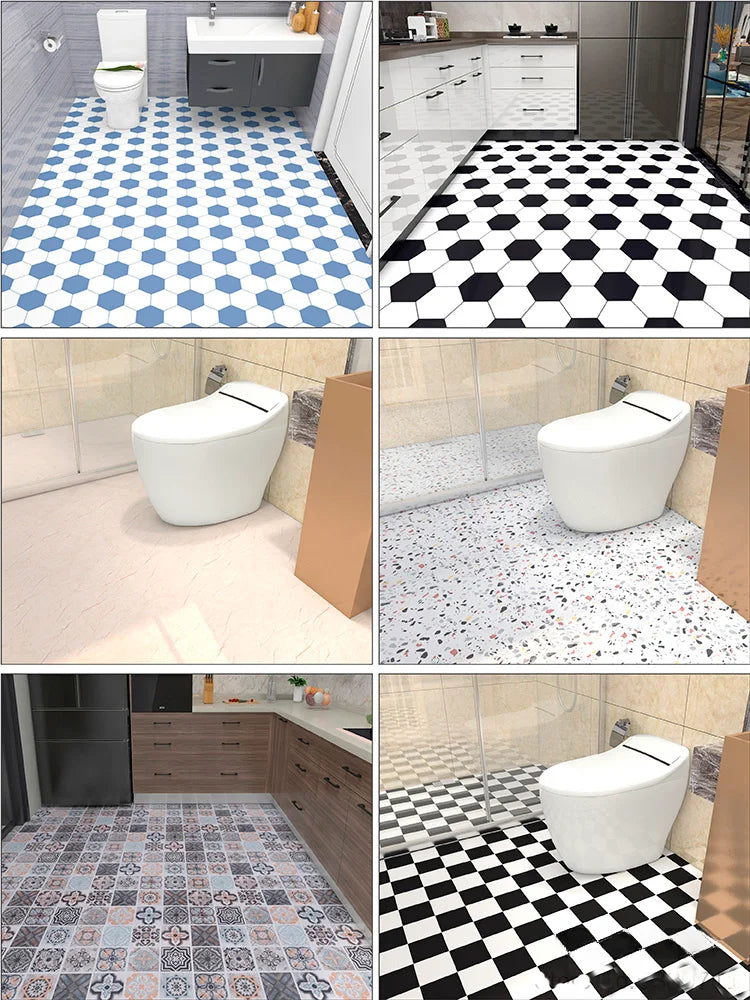 Peel-and-Stick Floor Tile Stickers (Non-Slip, Waterproof)