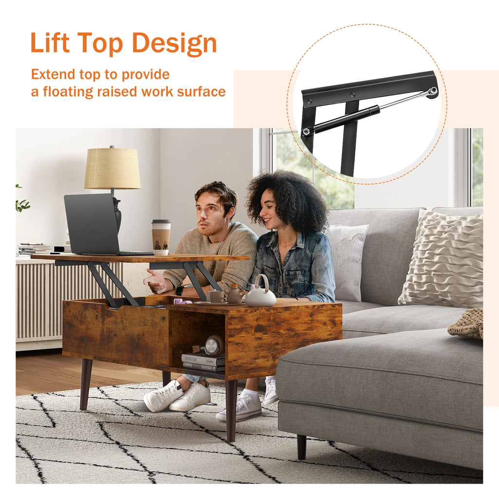 Lift-Top Coffee Table with Hidden Storage
