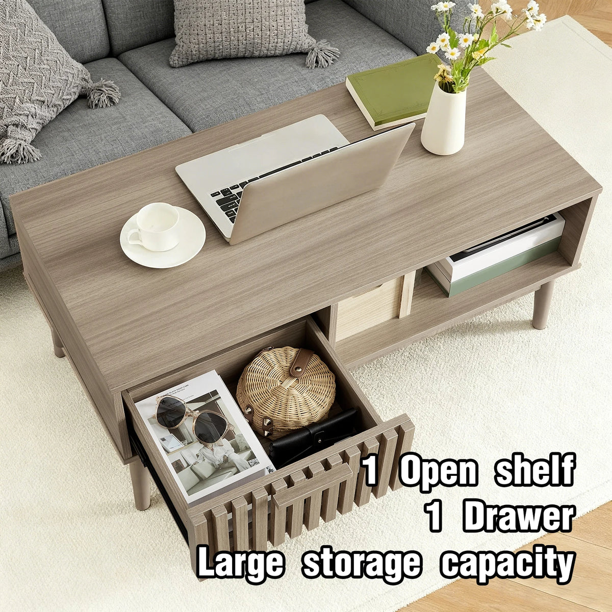 Mid-Century Modern Coffee Table with Storage