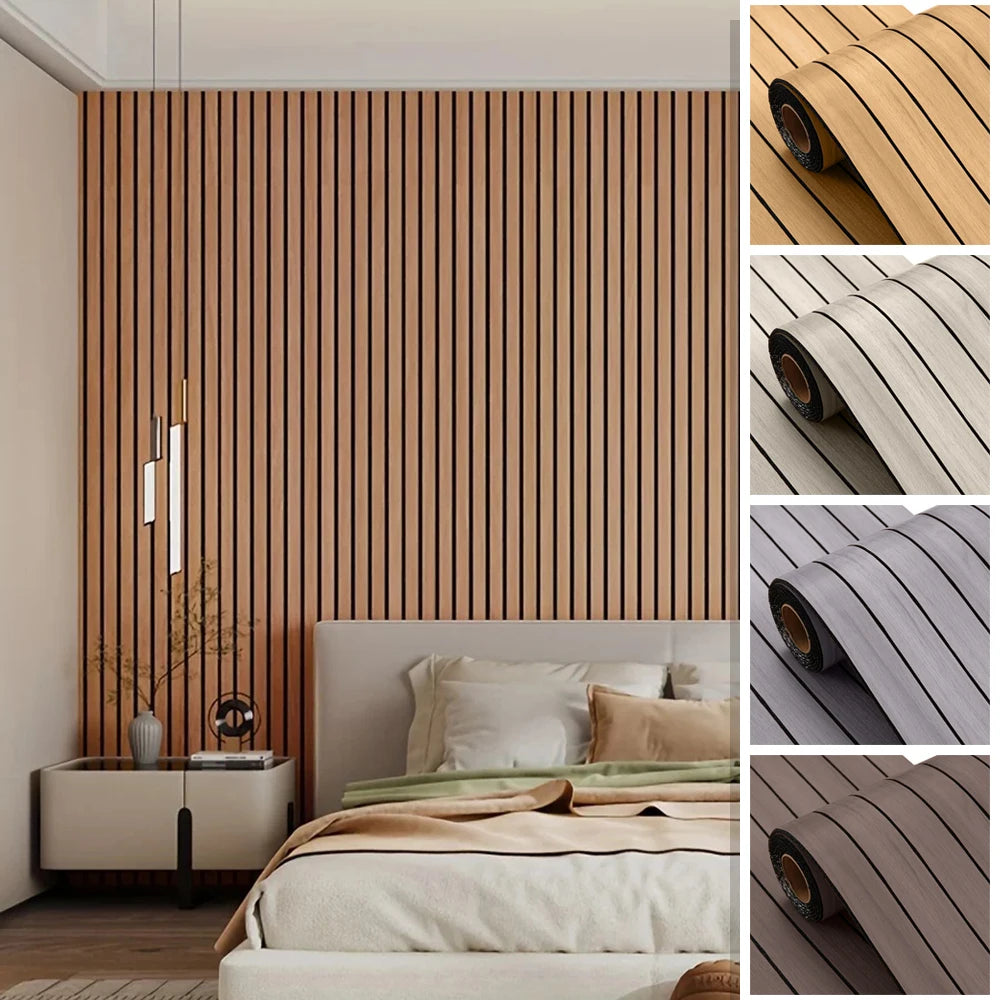 3D Wooden Grid Peel-and-Stick Wall Panels