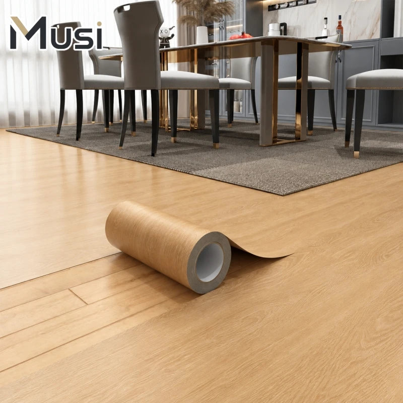 Wood Grain Vinyl Peel-and-Stick Flooring Roll