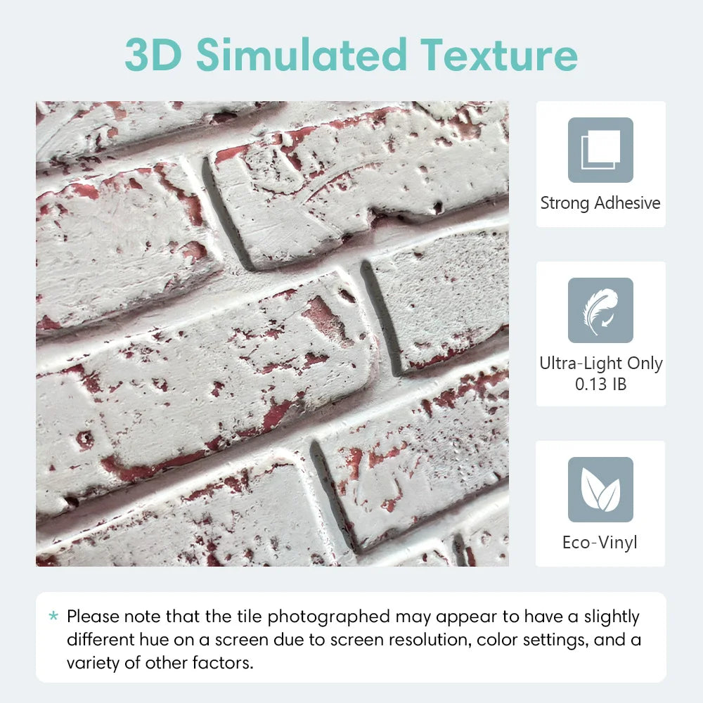 3D Brick Peel-and-Stick Wall Panels