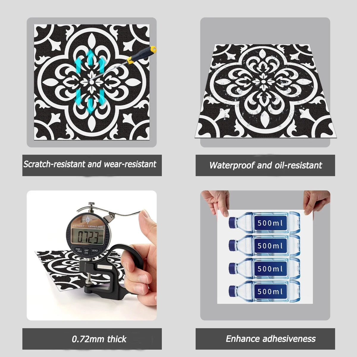 European-Style Peel-and-Stick Tile Stickers (5-Pack)