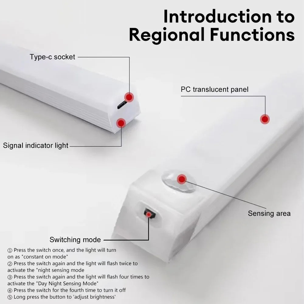 LED Motion Sensor Bar Light (USB Rechargeable)