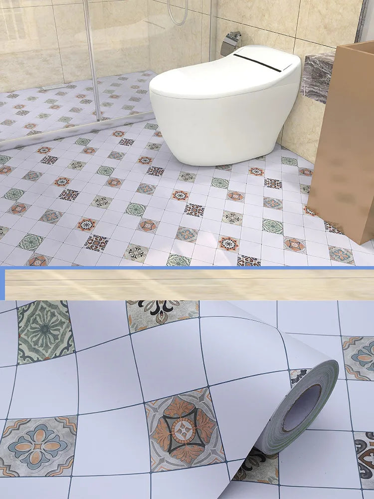 Peel-and-Stick Floor Tile Stickers (Non-Slip, Waterproof)