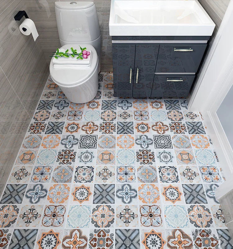 Peel-and-Stick Floor Tile Stickers (Non-Slip, Waterproof)