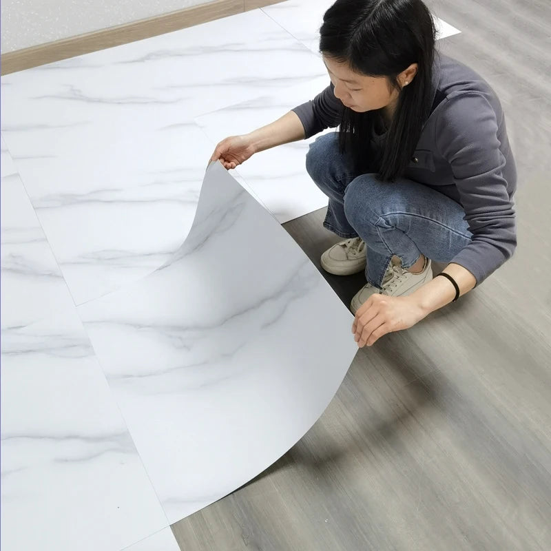 Marble-Look Peel-and-Stick Floor Tile Sticker