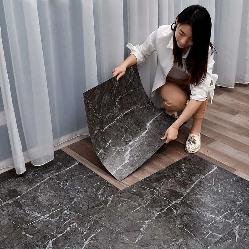 Marble-Look Peel-and-Stick Floor Tile Sticker