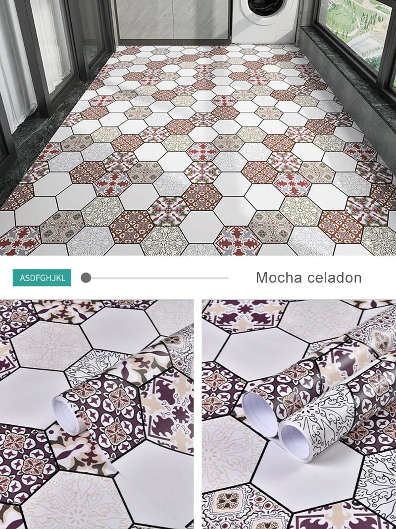 Peel-and-Stick Floor Tile Stickers (Non-Slip, Waterproof)
