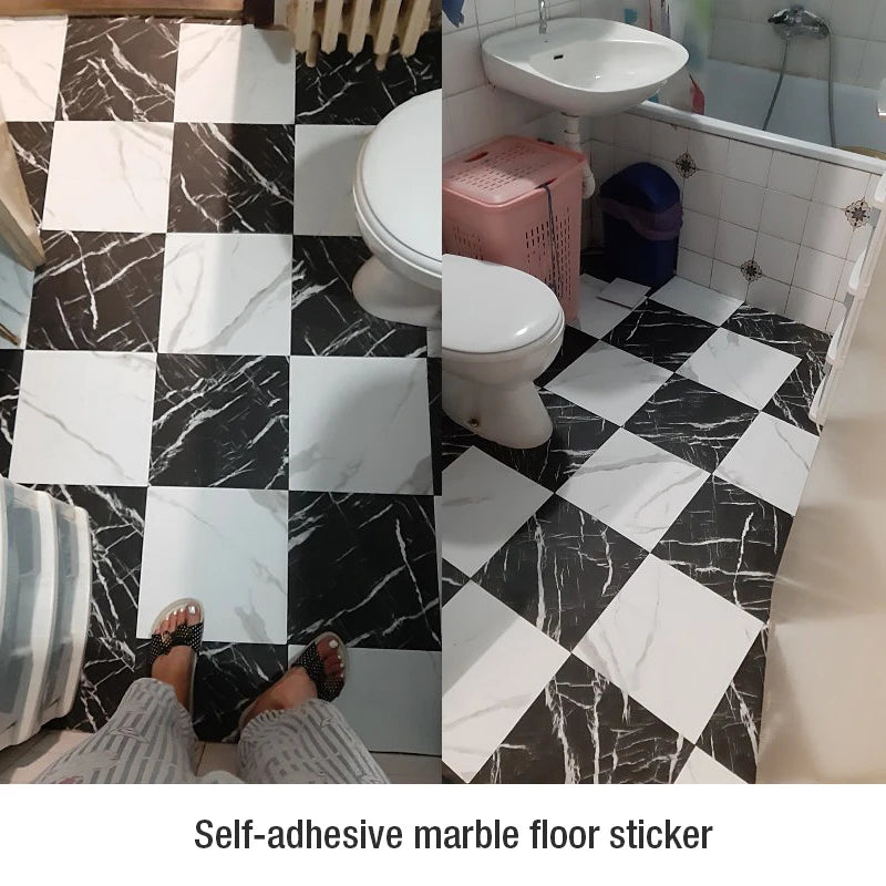 Marble-Look Peel-and-Stick Floor Tile Sticker