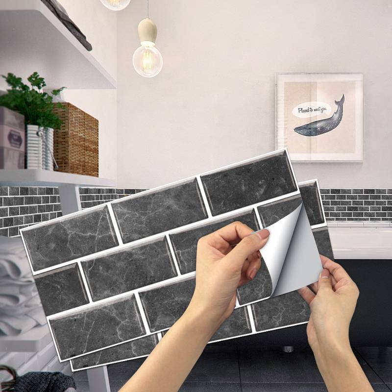 6pcs Retro Black Checkered Tile Stickers for Walls